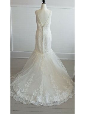 Embroidery Lace V-Neck Fit & Flare Wedding Gown in Ivory